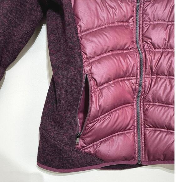 London Fog Women's Full Zip Long Sleeve Down + Knit Puffer Jacket M Burgundy - Picture 7 of 11